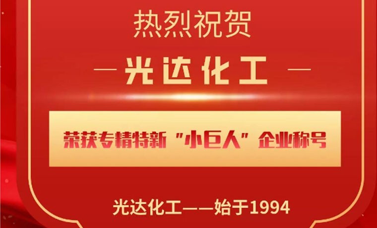 喜報！光達化工榮獲專精特新“小巨人”企業(yè)稱號！